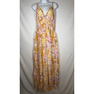MOON ORCHARD Floral Maxi Dress Medium Boho Lagenlook Cottagecore Romantic Hippie